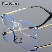 Титановые очки для мужчин без оправы по рецепту для чтения близорукость фотохромные прогрессивные очки большие широкие очки с цветными линзами