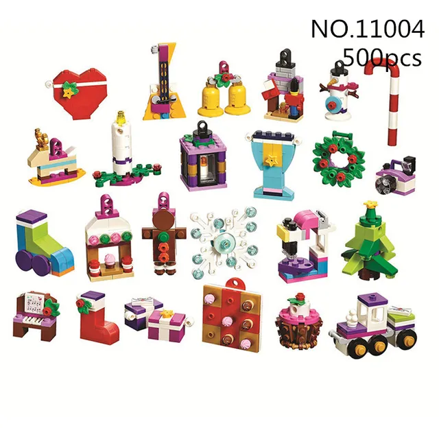 bela 11014 500pcs christmas series good countdown calendar building baby calendar countdown