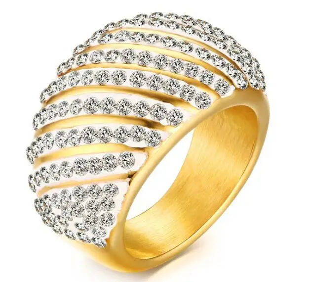 rc 326 clearance sale gold stainless steel with shiny drill cz crystals ring band hihg - Clearance Wedding Rings rc 326 clearance sale gold stainless steel with shiny drill cz crystals ring band hihg - Clearance Wedding Rings