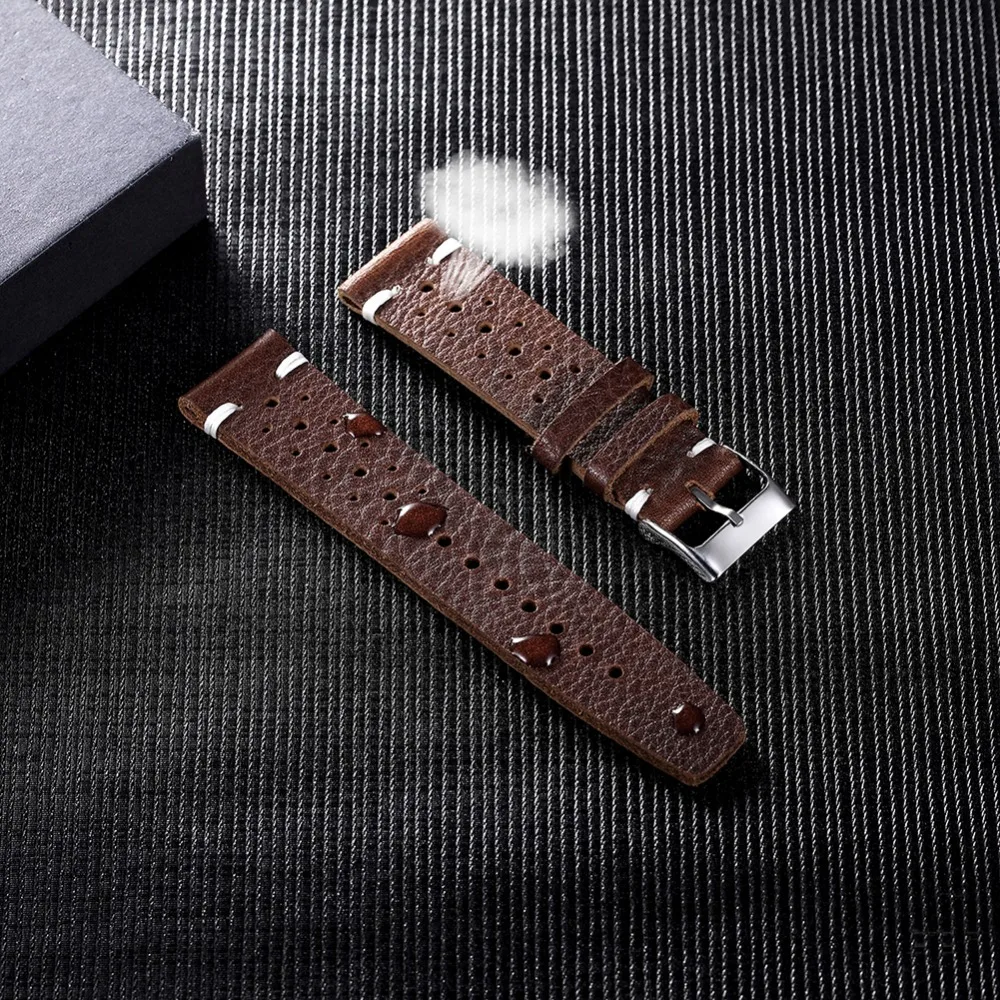 Onthelelvel Genuine High Cortical Porous Retro Strap 18mm/20mm/22mm Black Brown Red Optional Hot New Genuine Leather
