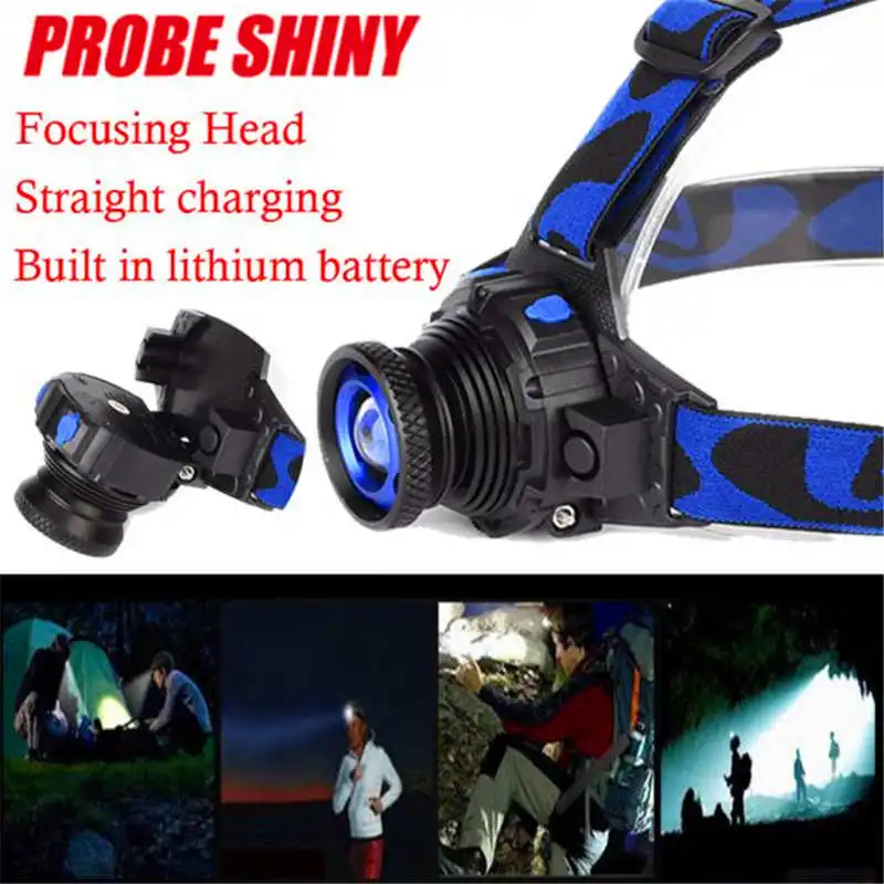  PROBE SHINY Q5 Led Waterproof high bright rechargeable headlights 3 Modes Zoomable torch led flashlight head #3S27 (1)