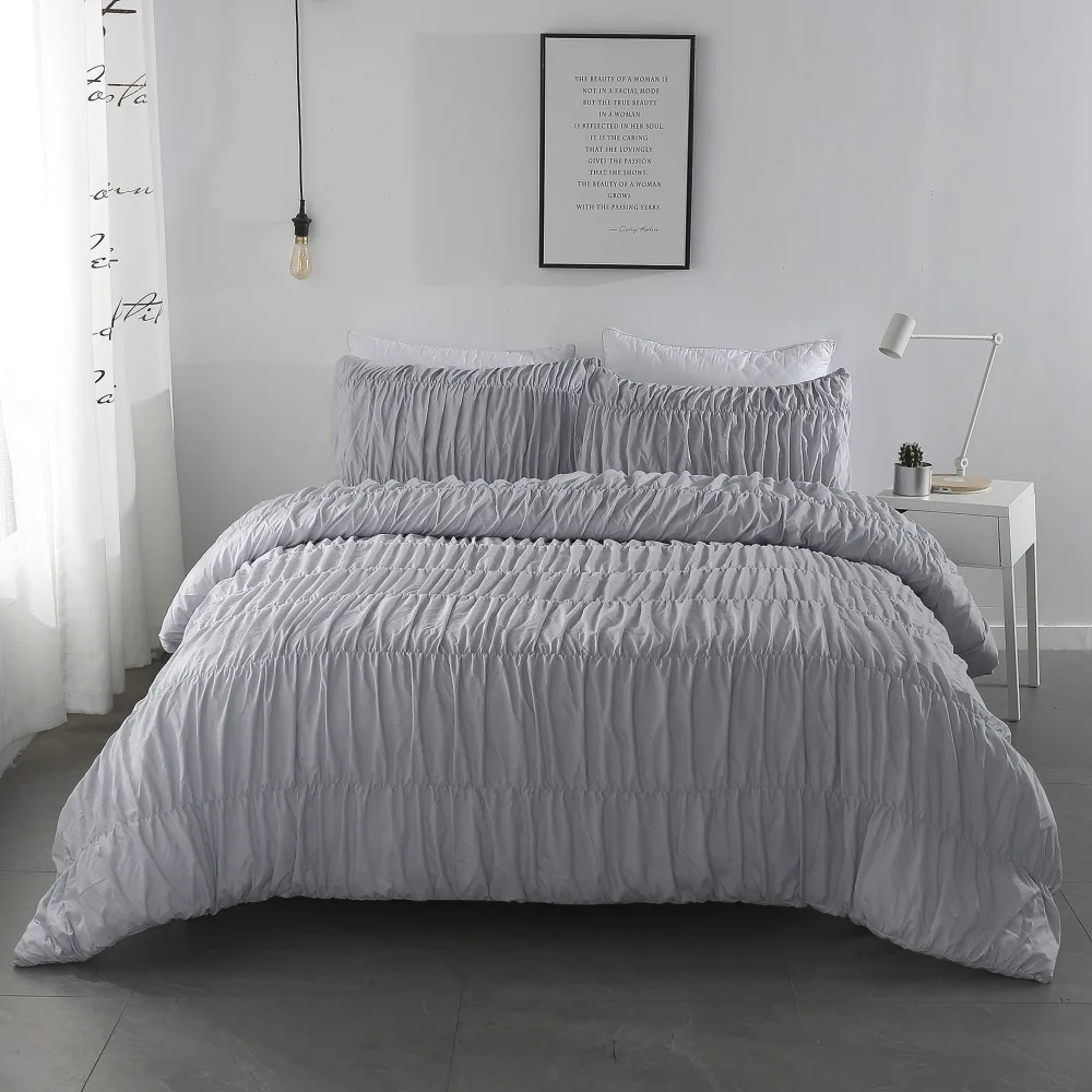Bedroom Suite Craft White Grey Duvet Cover Pillowcase Queen/king Size Bedding Sets 02 | Дом и сад