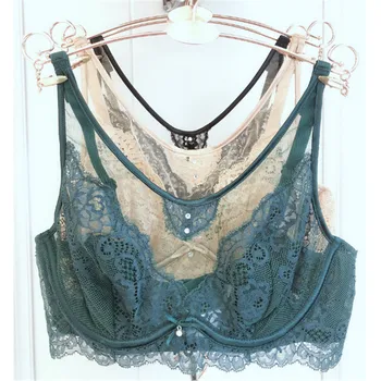 

Fine Workmanship Embroidery Flower Underwear Womens Ultra Thin and Breath Bras and Sexy Mesh Briefs