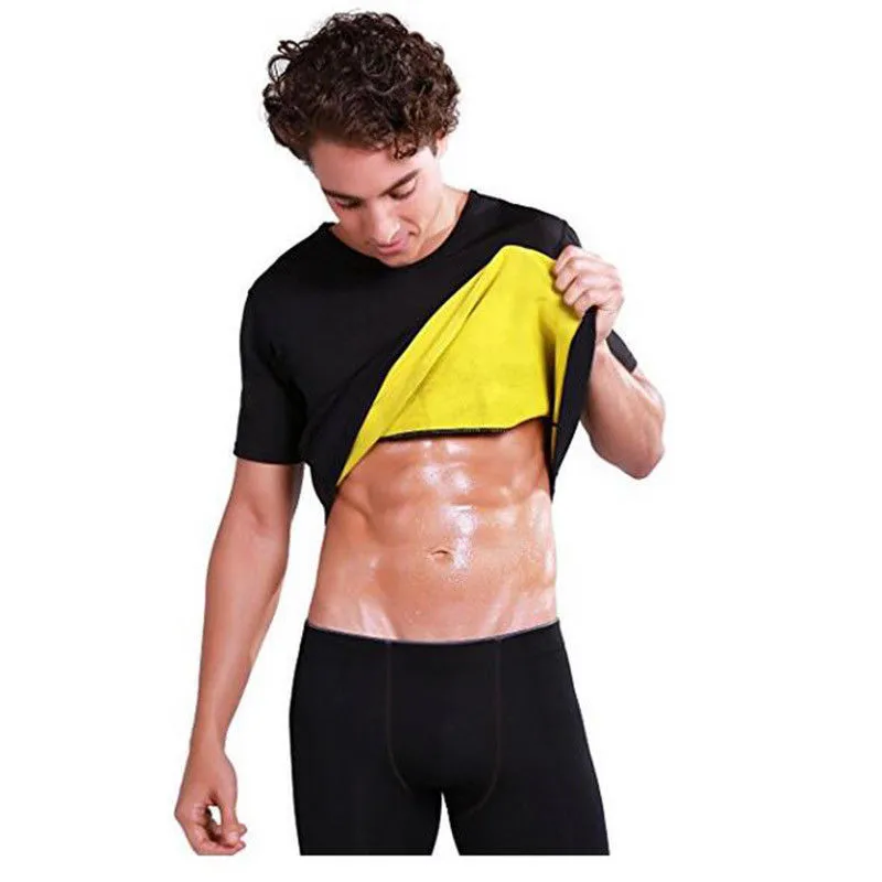 

New Arrival Mens T-shirt Short Sleeve Weight Slimming Body Shaper Loss Sweat Waist Trainer Short T-Shirt Neoprene Plus Size