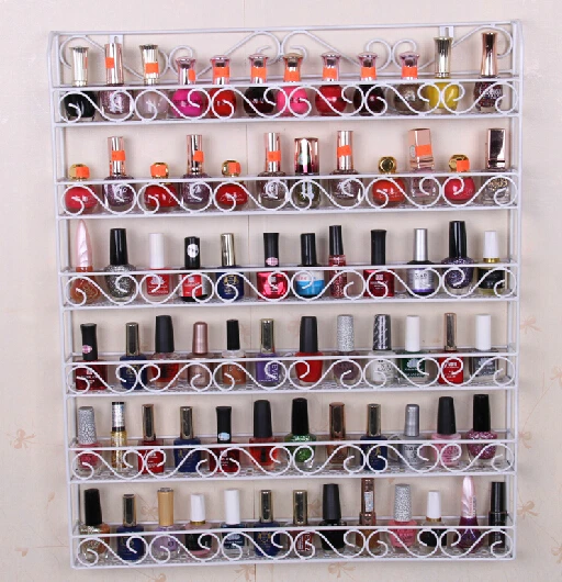 

The new nail polish rack wrought iron wall hanging wall display shelf cosmetic nail shop Showcase