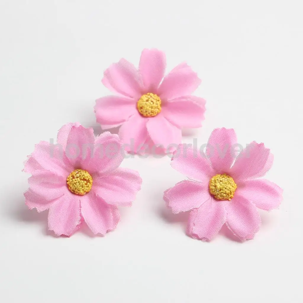 50pcs 4cm Silk Flower Daisies Flower Heads for Wedding/Car/Spring/Home/Garden Decoration Wreath DIY Floral Arts and Crafts