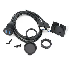 Водостойкий флеш USB 3,0 порт мужчины к женскому удлинительному кабелю крепление Dual USB адаптер док-станции для автомобиля мотоцикла