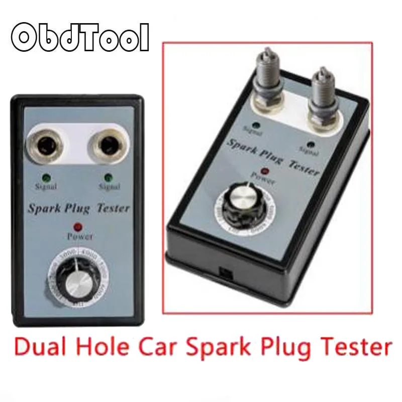 

ObdTooL Two Holes Dual Port Automotive Spark Tester Box Spark Plug Test Drive Spark Ignition Failure Detector 12V