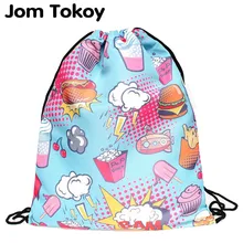Donut sweets 2017 new drawstring printing backpack women fashion shoulder bag casual schoolbags mochila School girl