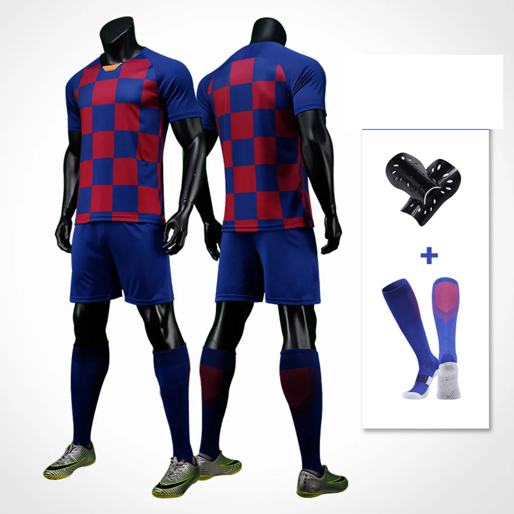

19 20 kids Adult The whole set Soccer Jerseys Football kit Training Suits Uniform custom Sport Jersey with Socks and shin guards