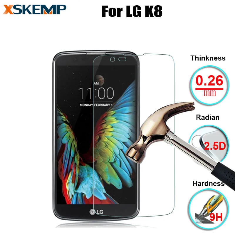 Для LG K8 K350N 2.5D 9H Настоящее Закаленное стекло Защита для экрана Взрывозащищенный