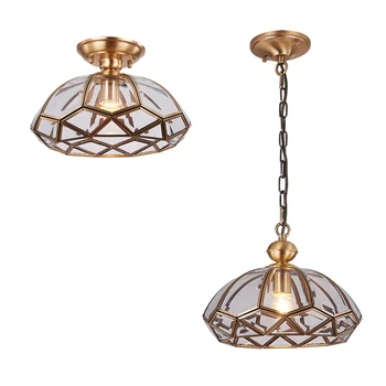 

European style Copper ceiling Lamp hanging drop light E27 led lamp 10W warm white AC200V for Bedroom Restaurant home decoration