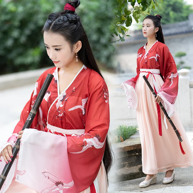 Hanfu Women Dress Chinese Style Fairy Princess vintage Traditional Female  Clothes Ancient Classical Dance Costumes