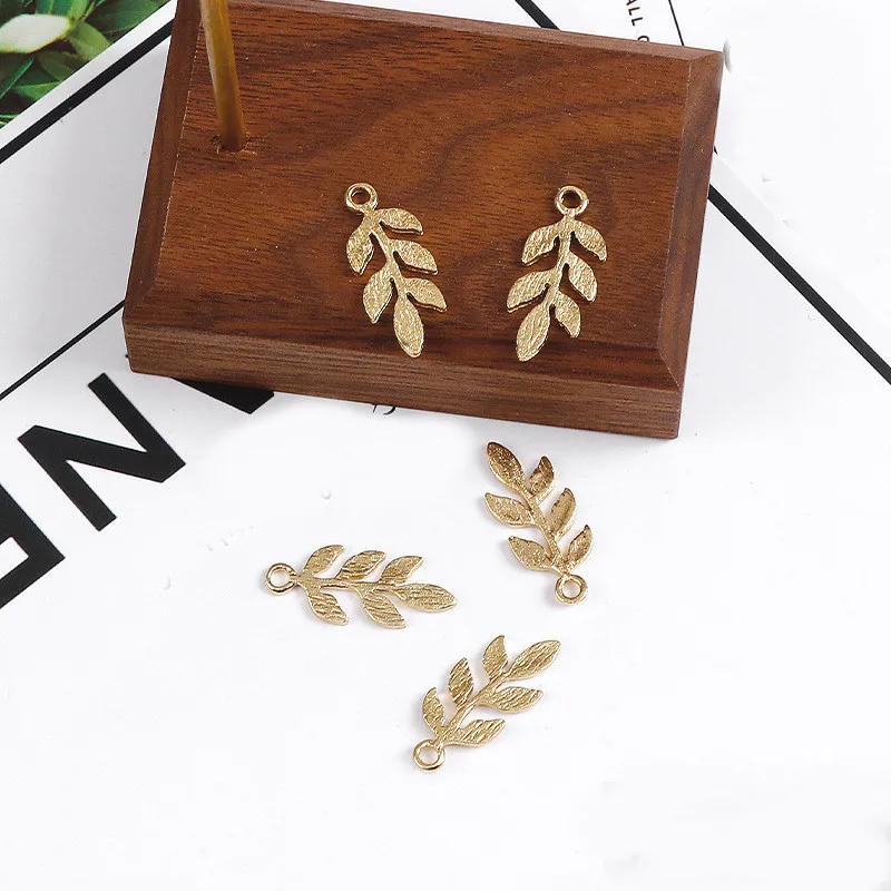 

50 PCS 9.5*23mm Fashion Style Metal Alloy Gold Leaf Pendant Charm For Jewelry Making