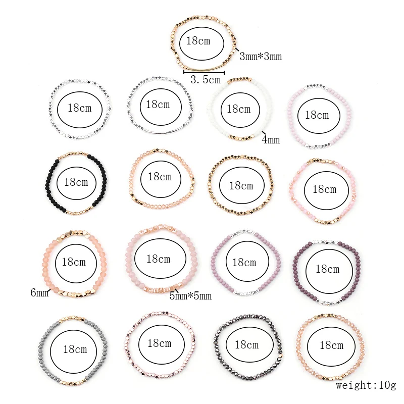 BOJIU Разноцветные кристаллы Strand браслеты для женщин золотистый акриловый медь бусины розовый белый черный, серый цвет женский браслет с