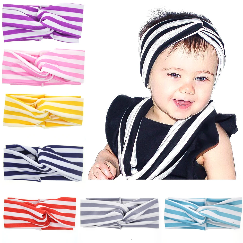 Cotton baby Headband newborn headbands Striped Bow Shaped headwear