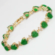 8 мм Сердце-шарик GP браслет с Зелеными камнями