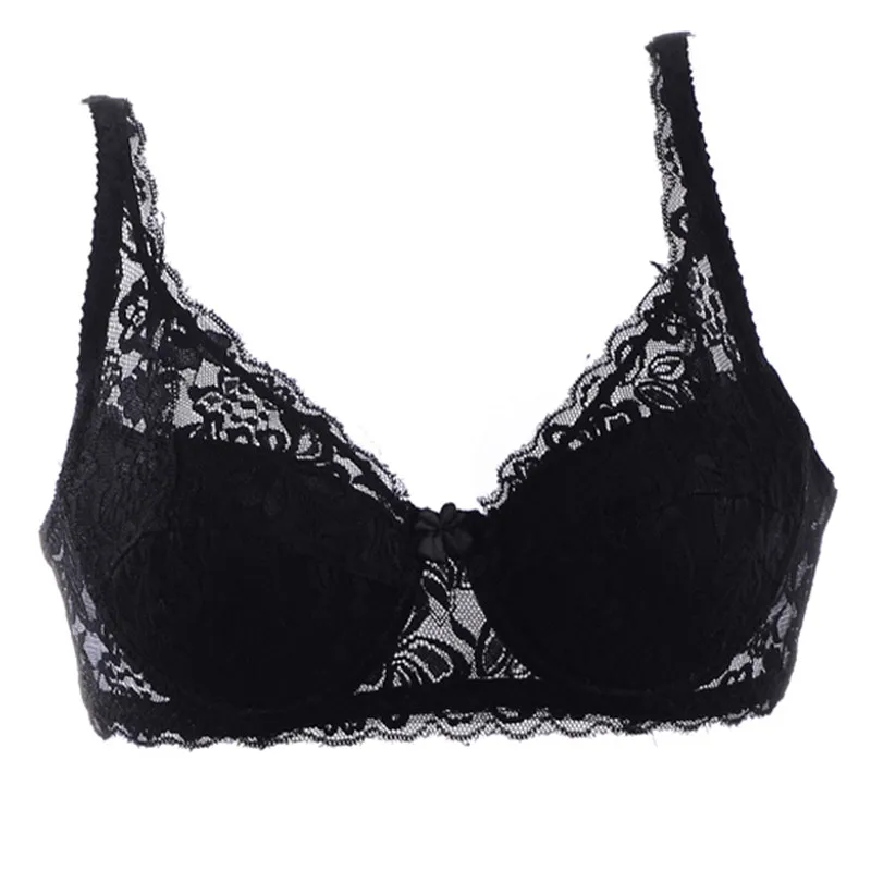 

8 Color Women Sexy Underwire Push Up Bra 3/4 Cup Minimizer Padded Lace Sheer Bras 32-40B