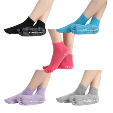 Фитнес девушек Для женщин противоскользящие пять пальцев Спорт Пилатес Йога Нескользящие сцепление Calcetines Йога