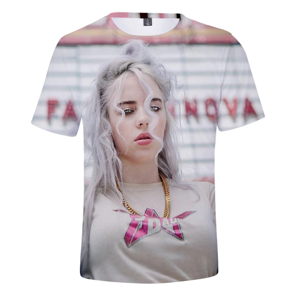 Billie Eilish, новинка, 3D футболка, для мужчин, летняя мода, хип-хоп, Harajuku, повседневная одежда, Billie Eilish, 3D, для девочек, желтая футболка