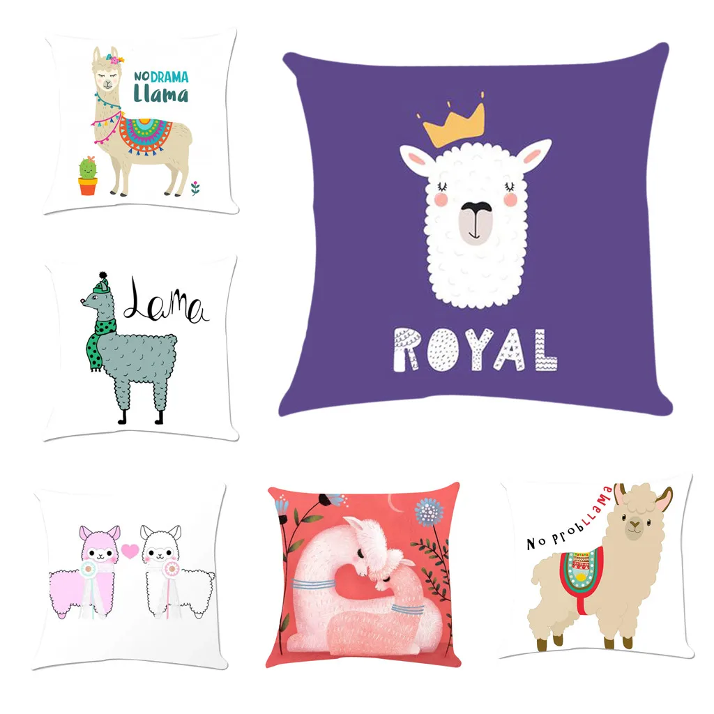 Cute Animals Home Cushion Cover Cotton Pillow Case Cotton Soft Cushion