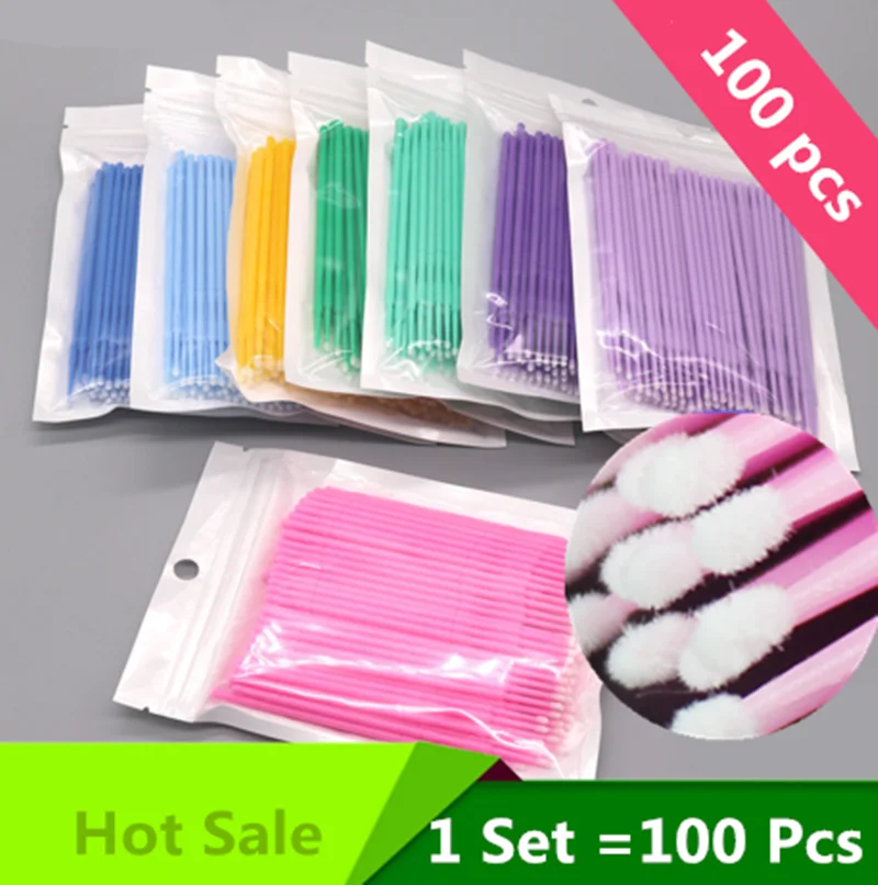 

100pcs/lot Durable Micro Disposable Eyelash Extension Individual Applicators Mascara Brush Eyelash Glue Cleaning Tool