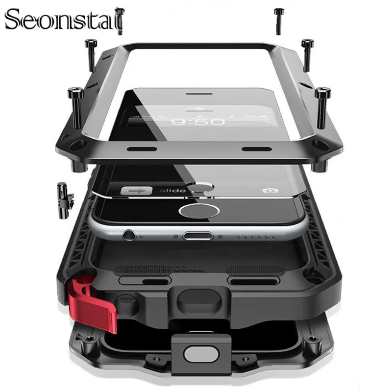 

Seonstai Heavy Duty Case for Samsung S8 Plus Metal Case Shockproof Cover For Galaxy S4 S5 S6 S7 edge Note 8 5 4 Shockproof Cover
