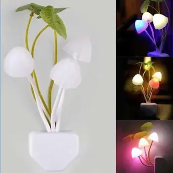 

Romantic Colorful LED Mushroom Night Light Bed Lamp Home Illumination Light sensor automatic startup