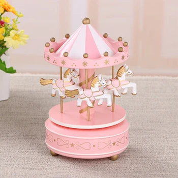 

New Merry-Go-Round Wooden Music Box Toy Child Baby Game Home Decor Carousel horse Music Box Christmas Wedding Birthday Gift