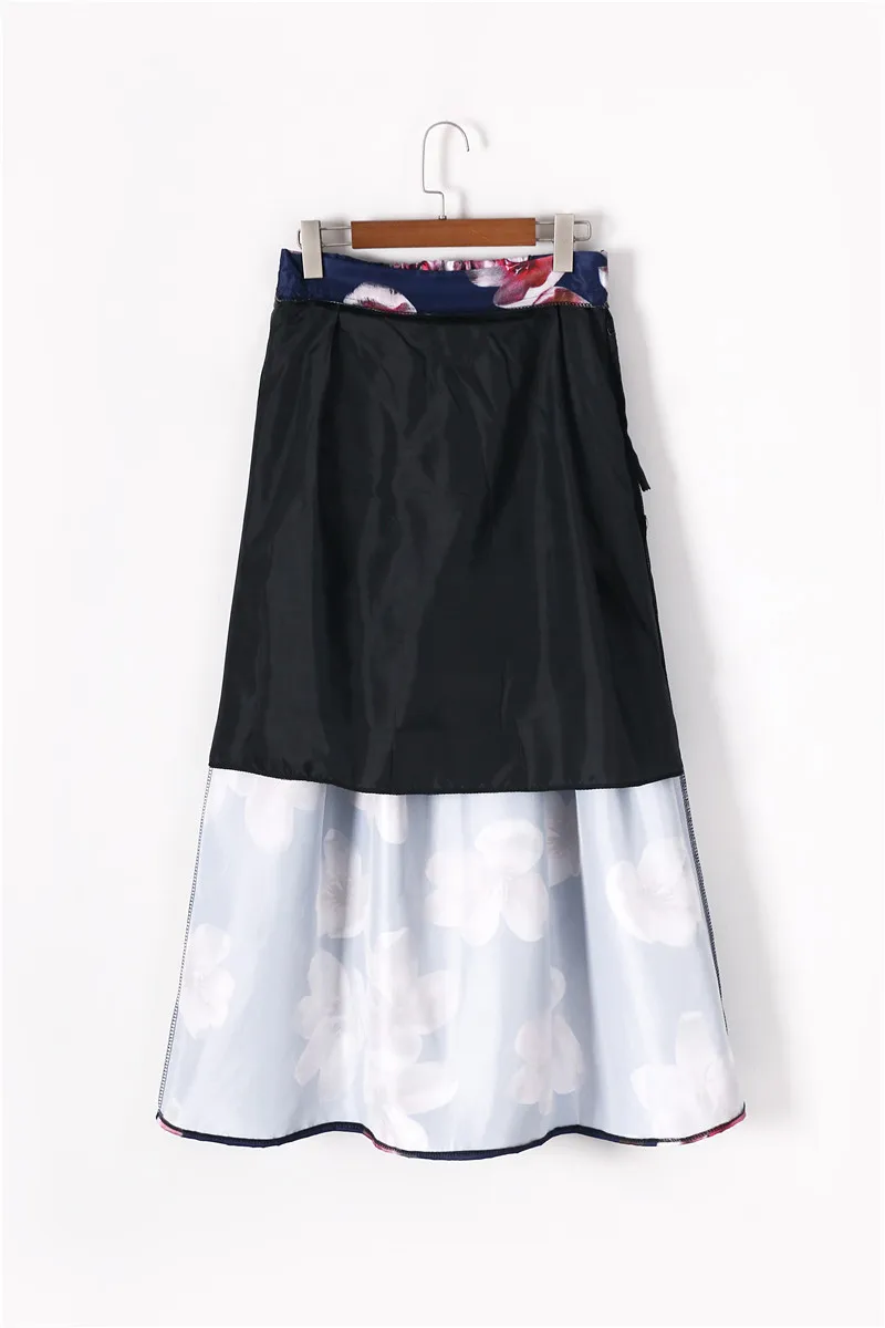 100cm High Waist Flared Maxi Skirts for Women - Satin Retro Floral Printed Pleated Floor Length Long Skirts image 4