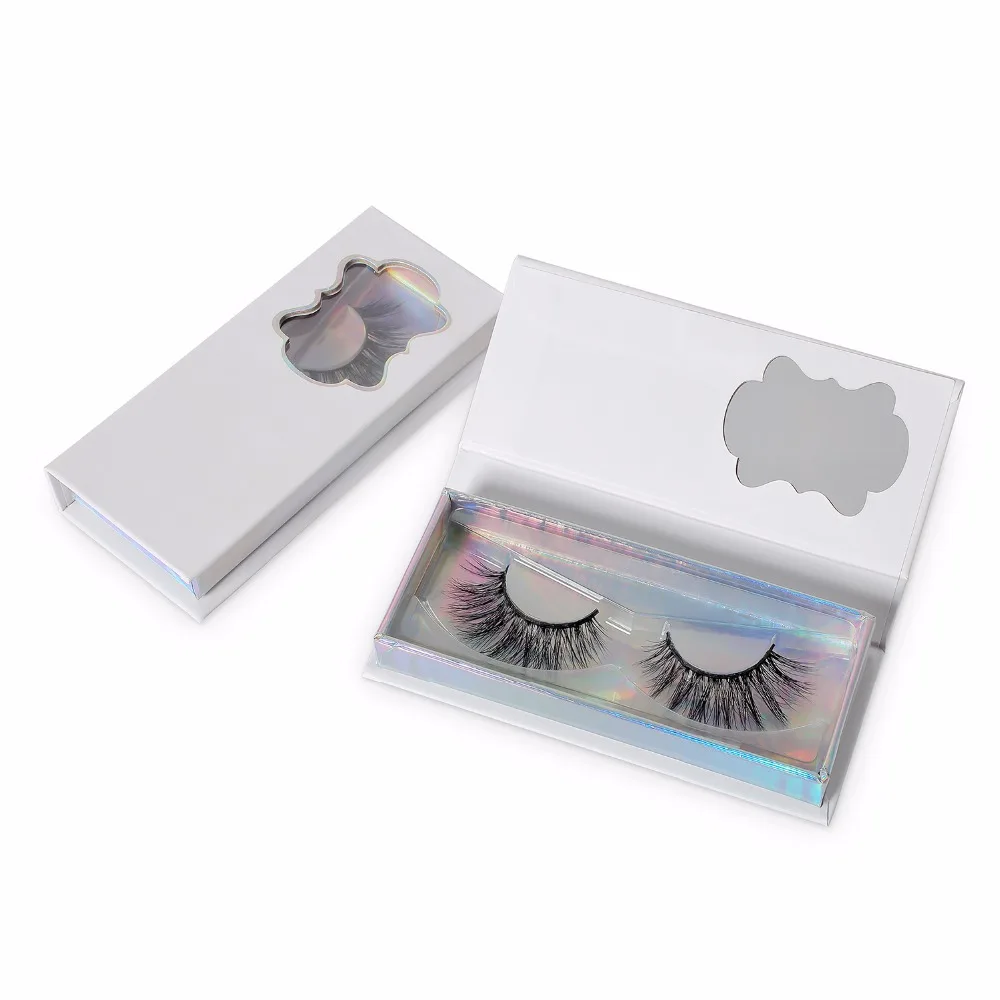 

Custom Cardboard 3D cosmetic false mink eyelashes packaging box No Label Makeup Eyelash package Empty Eyelash Lashes Package box