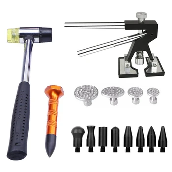 

Paintless Dent Removal Tools Gold Color Dent Puller Metal Tabs Tap Down Pen Rubber Hammer Hand Tools Kit