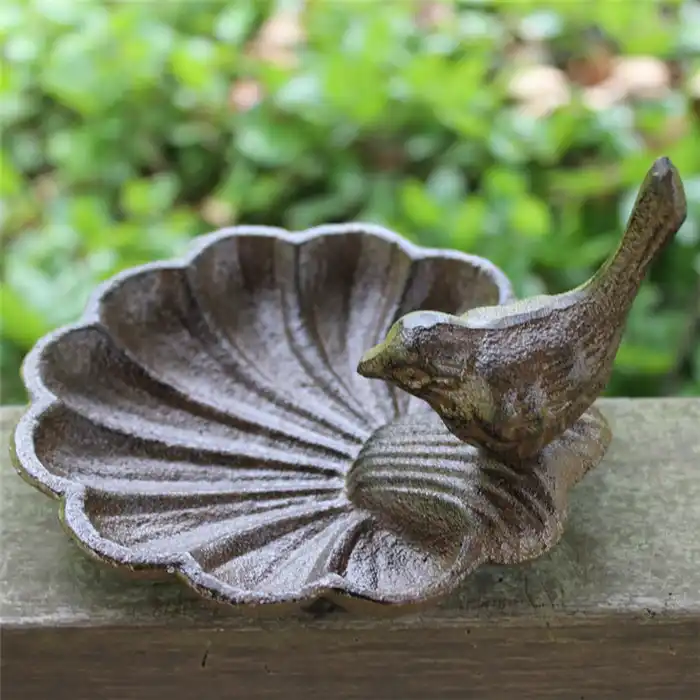 Vintage Cast Iron Wild Bird Feeding Station Stand Shell Garden
