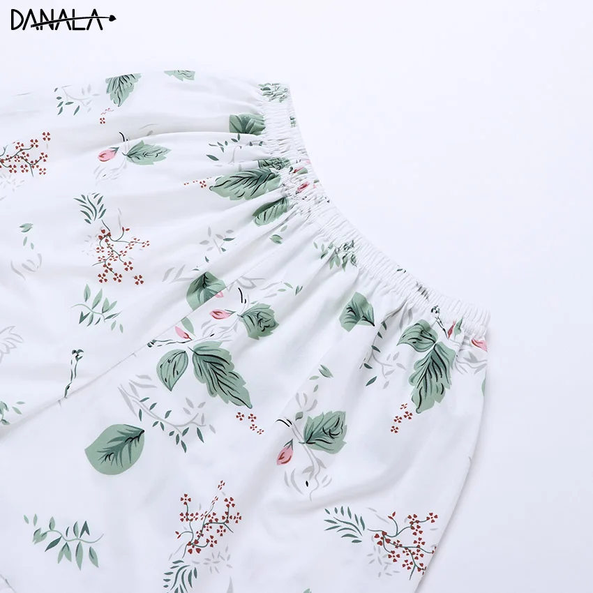 Женский пижамный комплект с шортами DANALA летняя Пижама без рукавов цветочным