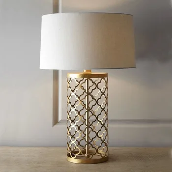 

American country hollow creative tyrant gold Table Lamps European style retro bedroom bedside study living desk ZL434