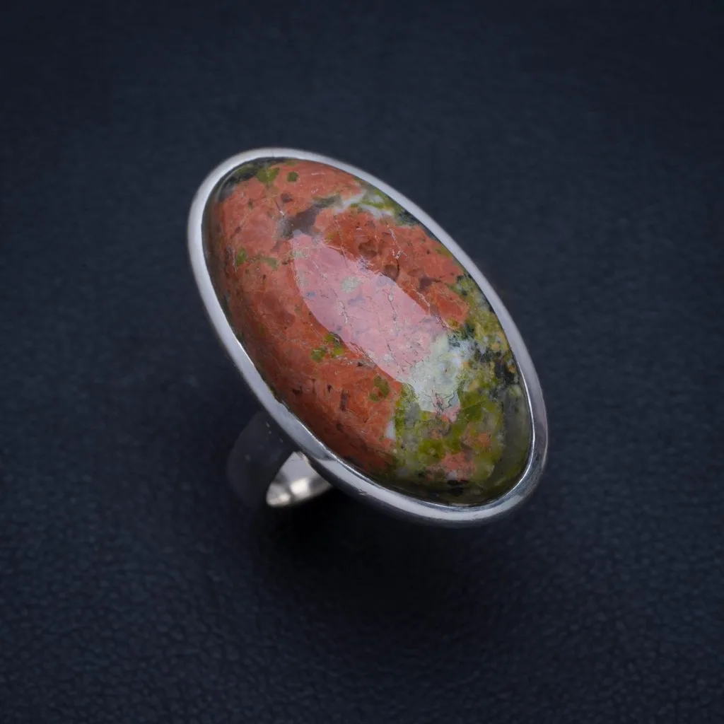

Natural Unakite Handmade Unique 925 Sterling Silver Ring 6 A4149