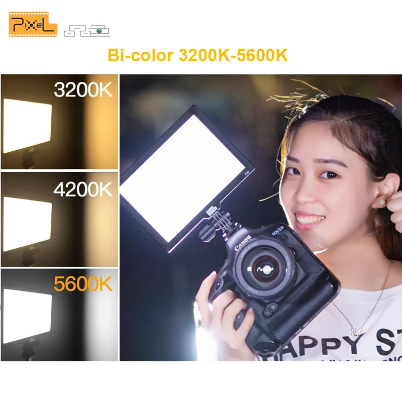 

PixeL P20 Bi-Color & Dimmable LED Video Light LCD Display DSLR Studio for Canon Nikon Camera DV Camcorder fashion photography