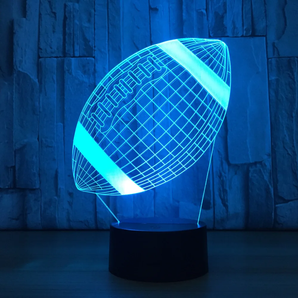 Американский футбол акрил 3D ночник регби модель LED 7 видов цветов Изменение