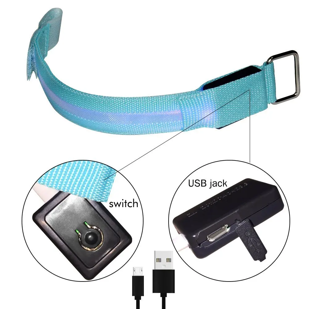 Jezebel Noche de carga USB running advertencia brazo LED hombres mujeres impermeable jogging seguridad led brazo pierna advertencia pulsera bicicleta