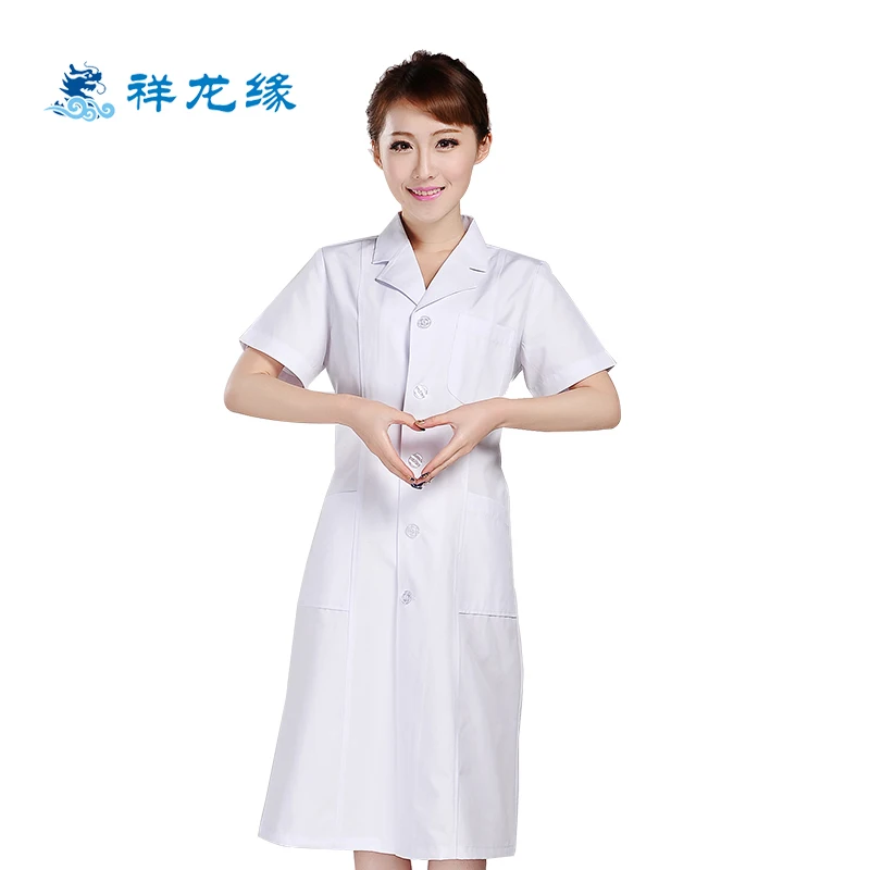 Medical Clothing Women Short Sleeve Nurse Smock White Nurse Uniform