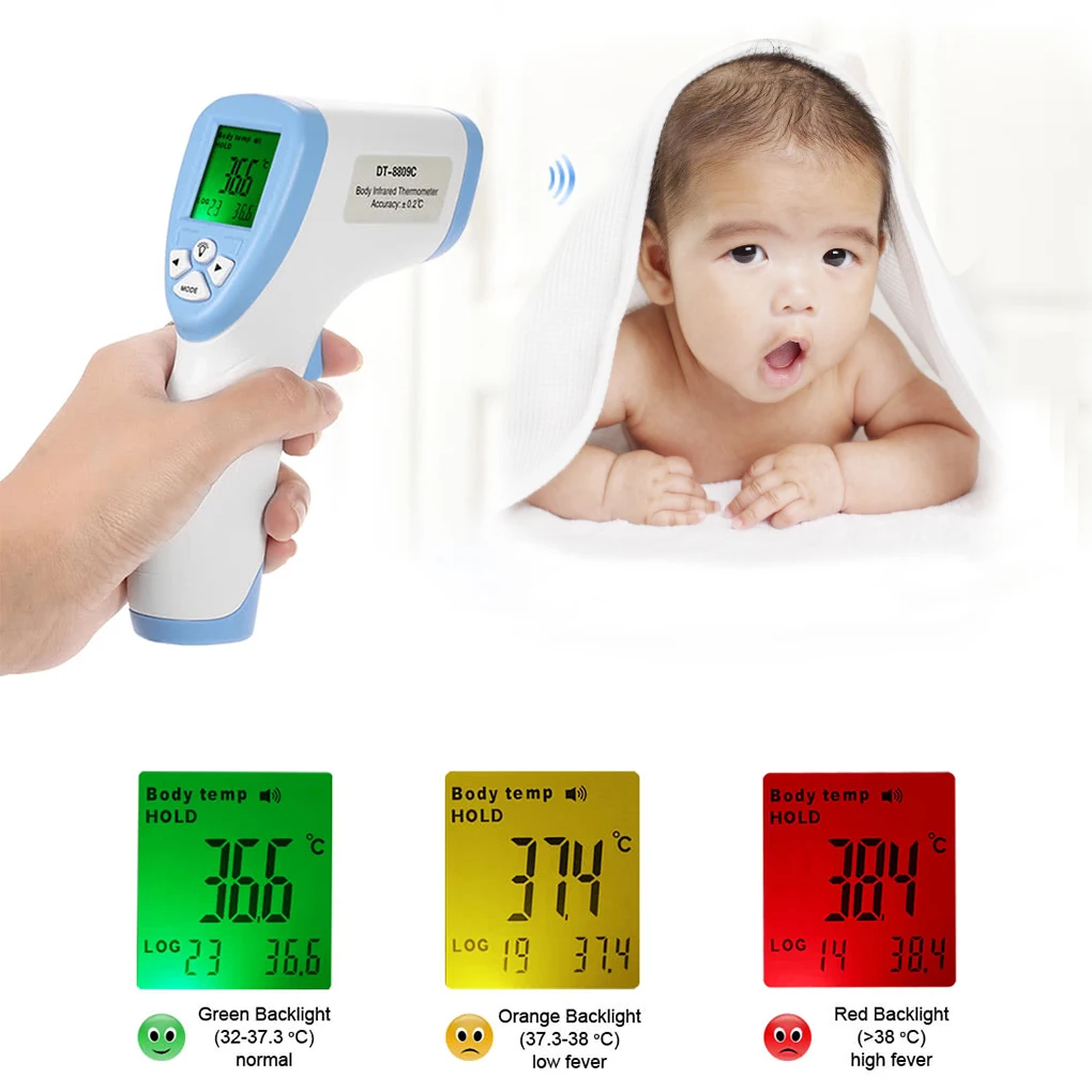 Digital LCD Non-contact IR Infrared Thermometer Forehead Body Temperature Meter