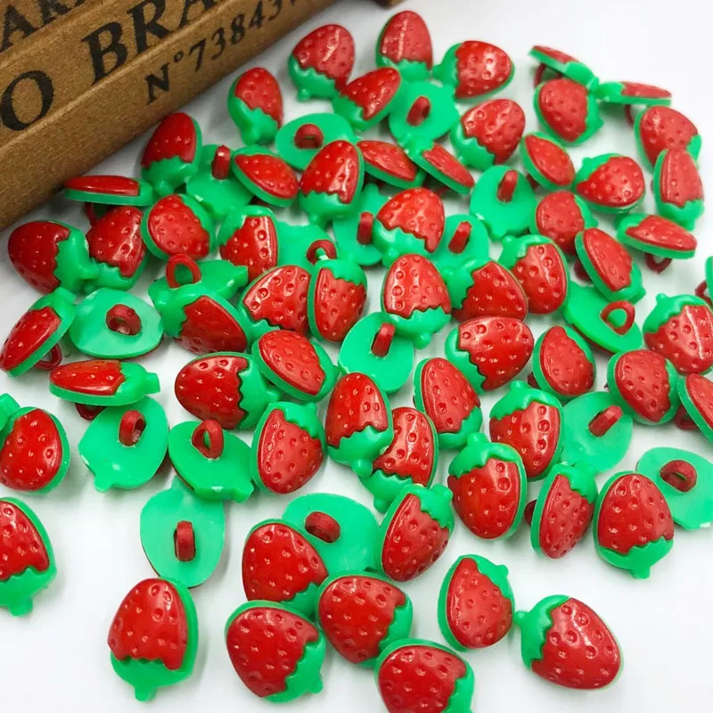 50/100 шт Клубника Пластик Кнопка Backhole ремесло красного цвета PT37|plastic buttons|button craftbuttons