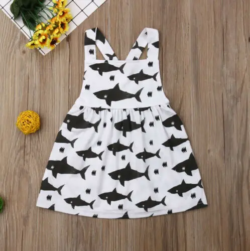 Cute Baby Girls Toddler Summer Clothes Cartoon Shark Print Ball Gown Dress Costume Cute Baby Girls Toddler Summer Clothes Cartoon Shark Print Ball Gown Dress Costume