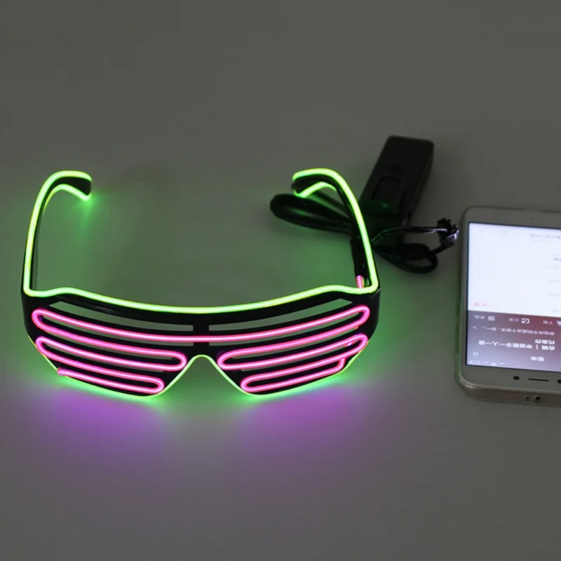Велосипедные вечерние светодиодный очки, пластиковые жалюзи в форме, холодный светильник, очки для ночной езды, очки без батареи, голосовое управление, стандарт - Цвет: Voice control B