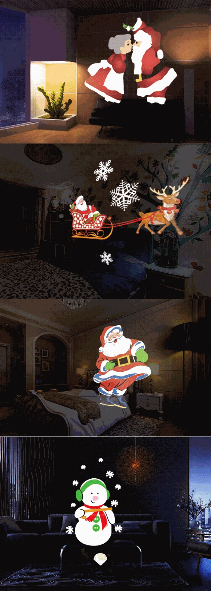 Санта-Клаус Снеговик светодиодный свет анимация Рождественская вечеринка проекционная лампа дистанционное управление с таймером, вращающимся созвездием