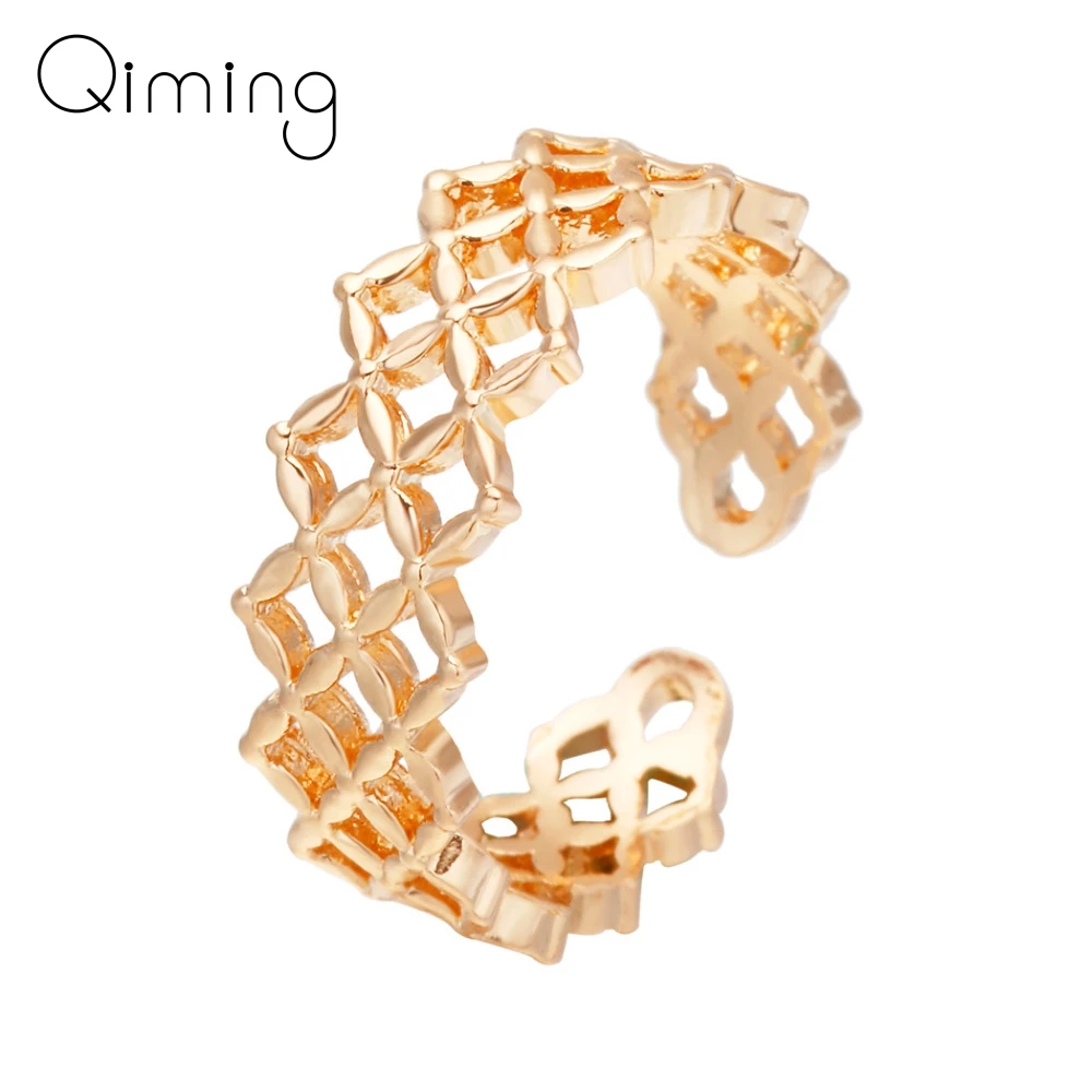 

Geometric Crystal Flower Stackable Finger Open Ring Wedding Cocktail Party Adjustable Jewelry Gold Foot Toe Ring Bague Femme