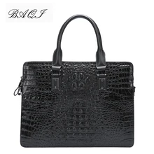 BAQI Men Briefcase Bag Men Handbags Crocodile Pattern Cow Leather Man Shoulder Messenger Bag High Quality Computer Business Bag wmnuo men briefcase bag handbag crocodile pattern cow leather man shoulder messenger bag password lock men computer business bag