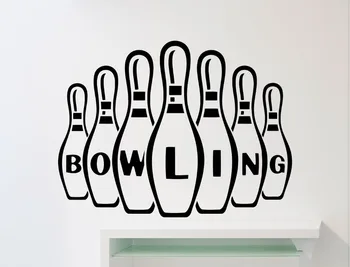 

Special Design Bowling Wall Decal Sign Pattern Interior Sport Wall Stickers Vinyl Bowling Ball Club Removable Logo Decor SYY755