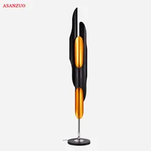 Современный Креативный светодиодный напольный светильник для гостиной, спальни, кабинета, скандинавского искусства, дизайнерские золотисто-черные алюминиевые трубчатые напольные лампы