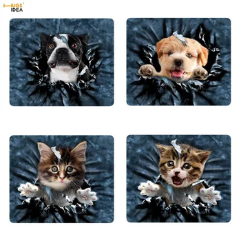 

HUGSIDEA 3D Animal Cat Dog Print Cute Blue Table Mats Home Dinning Fashion Soft Placemats Non-slip Bowls Coaster Insulation Pads